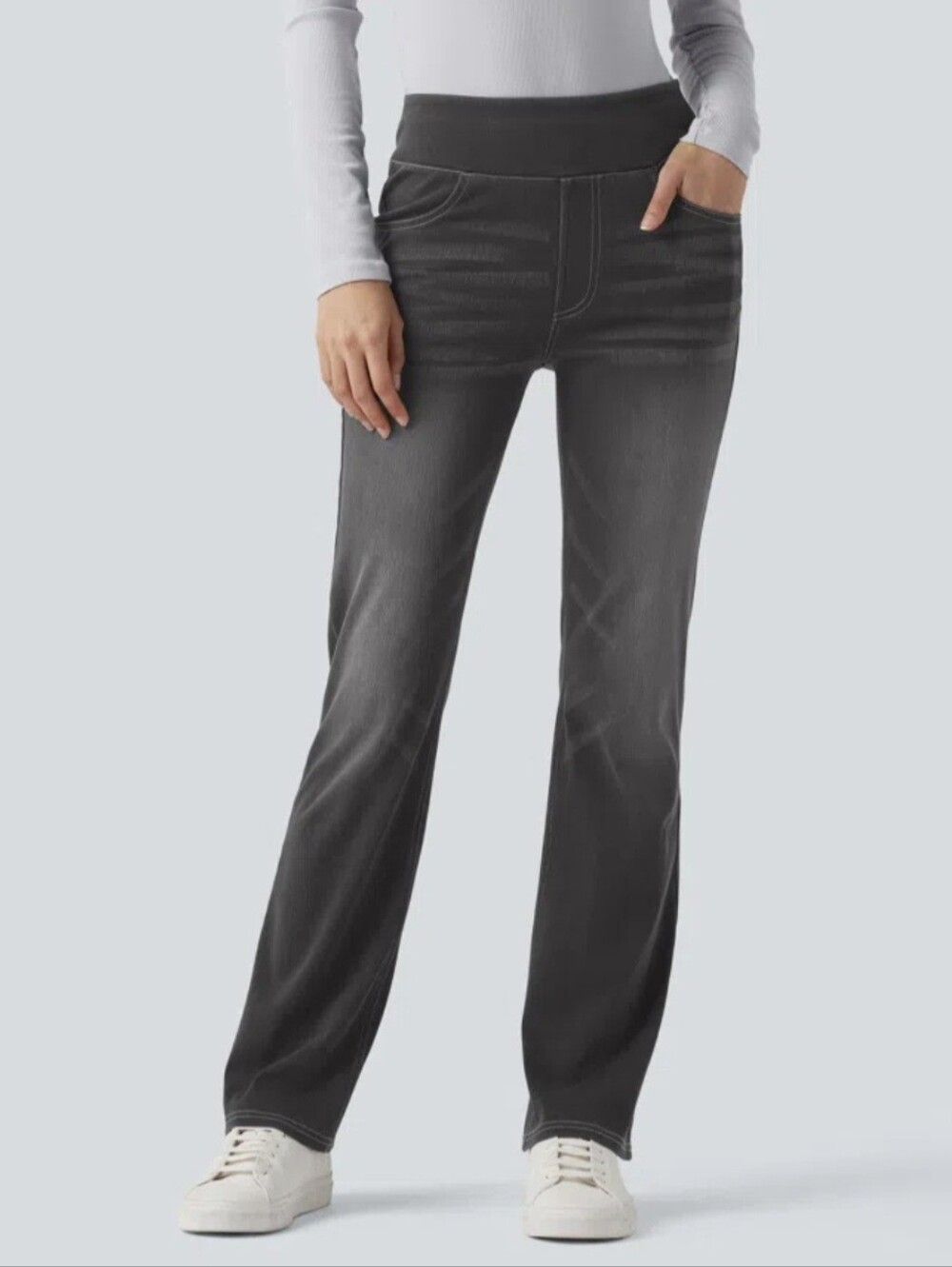 Halara Flex High Waisted Pickets Washed Casual Bootcut Pull On Jeans XL